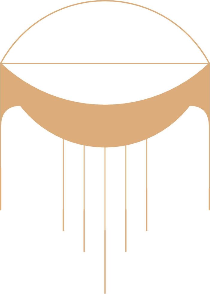 Minimal Macrame Illustration. Boho Line Decorative Vector Element