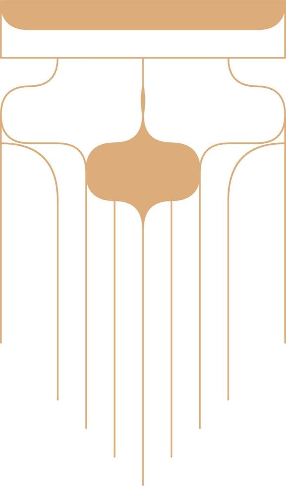 Minimal Macrame Illustration. Boho Line Decorative Vector Element