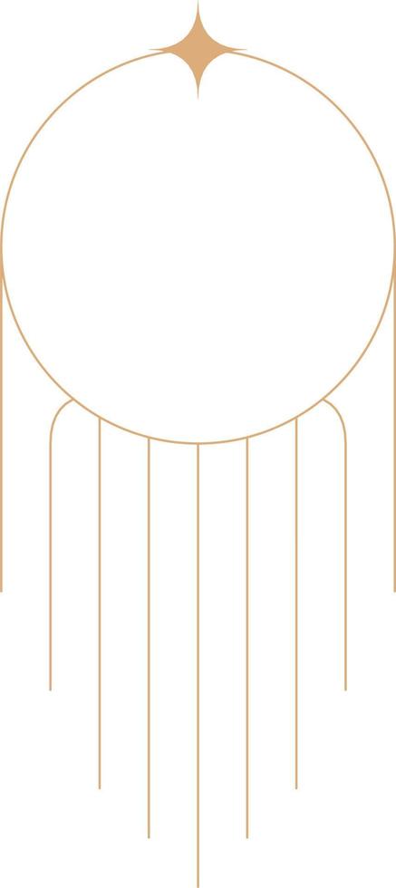 Minimal Macrame Illustration. Boho Line Decorative Vector Element