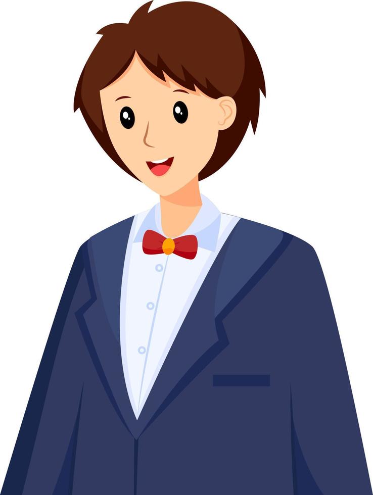 Groom with Blue Suit Character Design Illustration vector