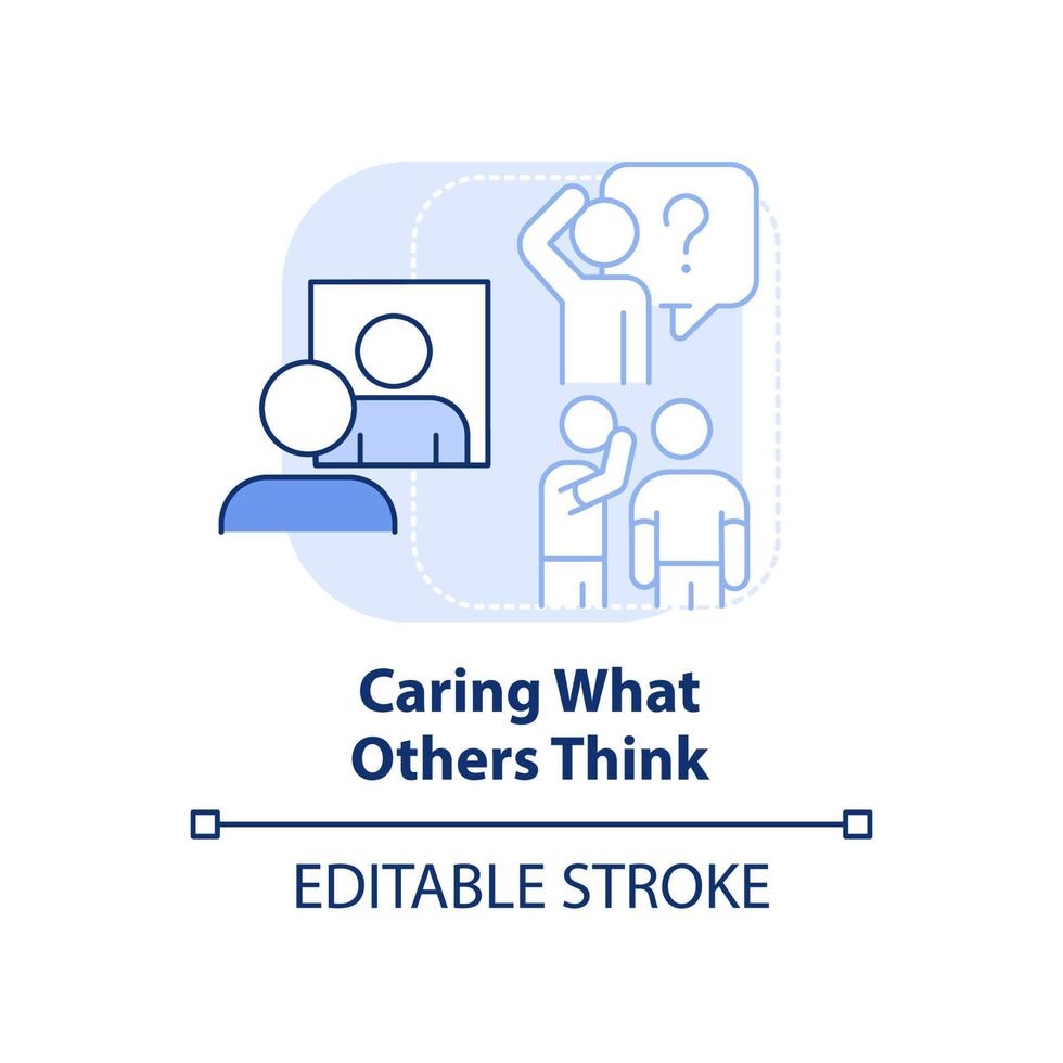 Caring what others think light blue concept icon. Emotional issue abstract idea thin line illustration. Approval seeker. Isolated outline drawing. Editable stroke. vector