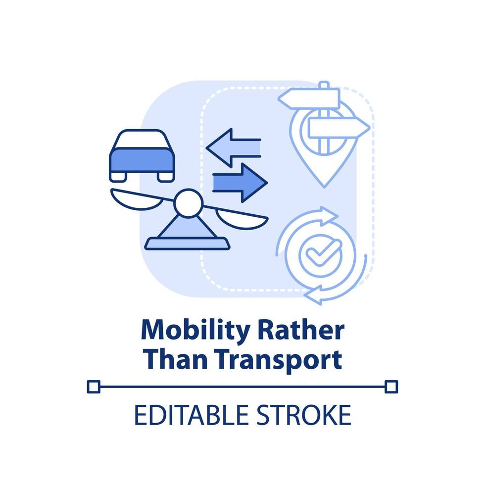 movilidad en lugar de transporte icono de concepto azul claro. maas concepto componente idea abstracta línea delgada ilustración. dibujo de contorno aislado. trazo editable. vector