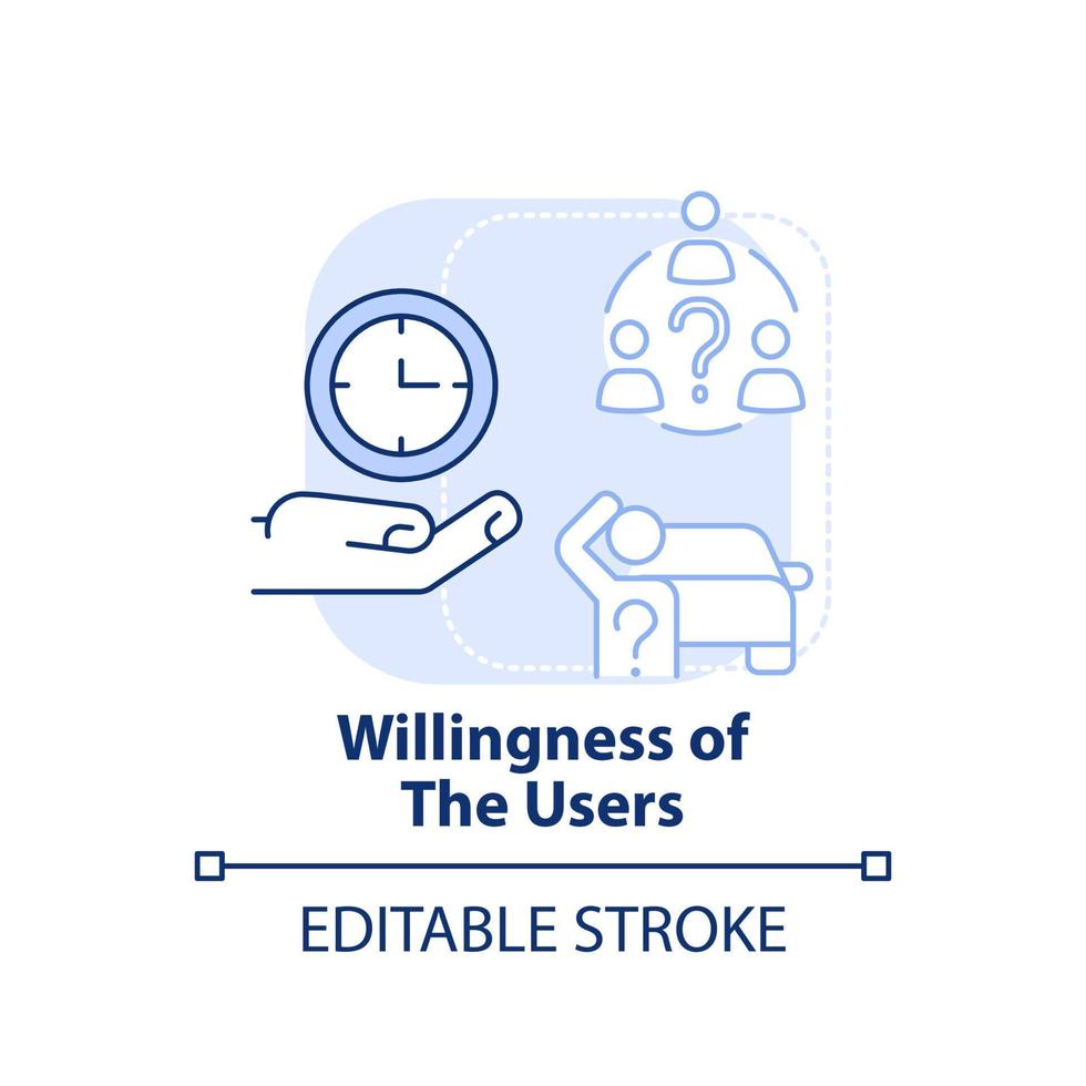 Willingness of users light blue concept icon. Change customer habits. Maas issue abstract idea thin line illustration. Isolated outline drawing. Editable stroke. vector