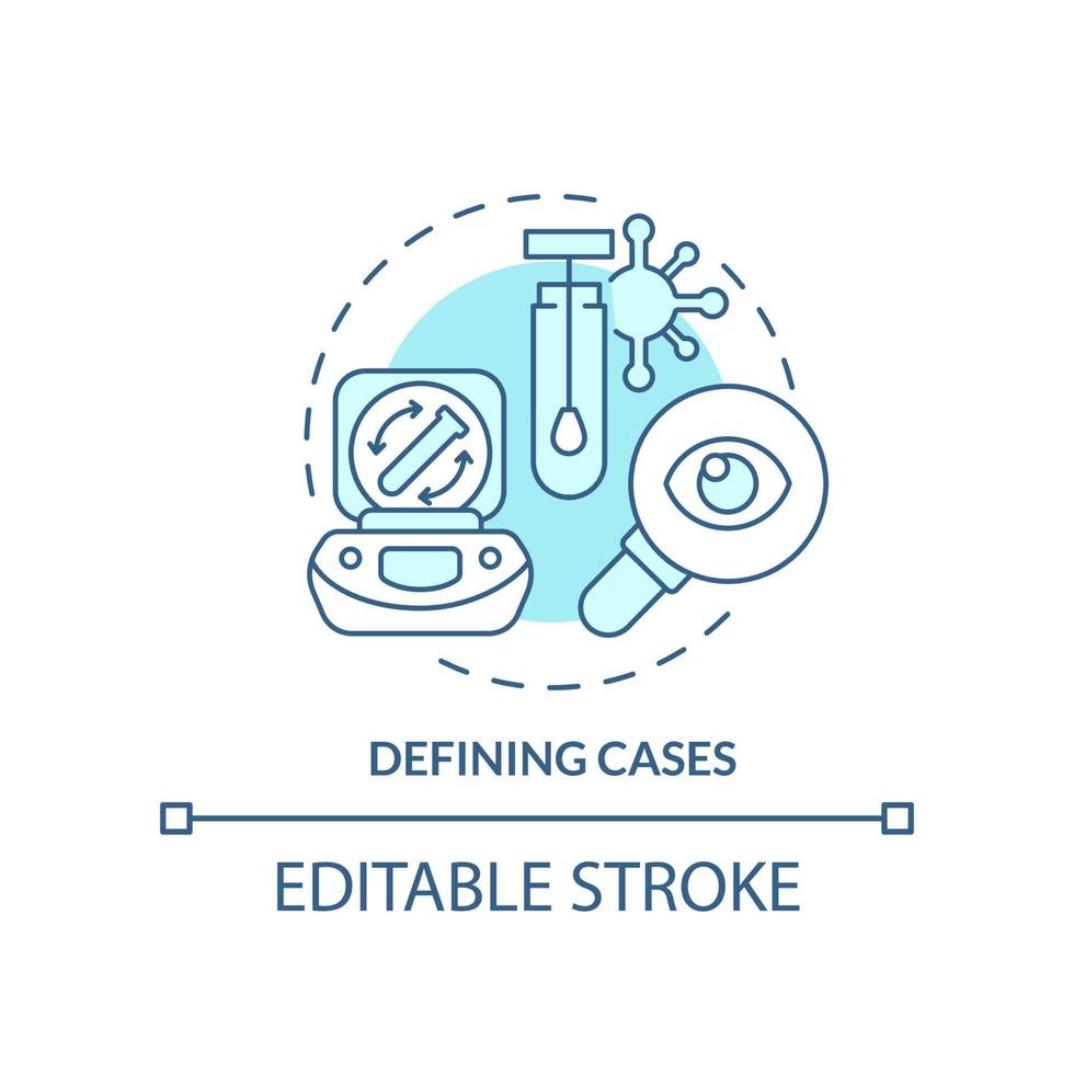 Defining cases turquoise concept icon. Tracking infection. Disease monitoring abstract idea thin line illustration. Isolated outline drawing. Editable stroke. vector