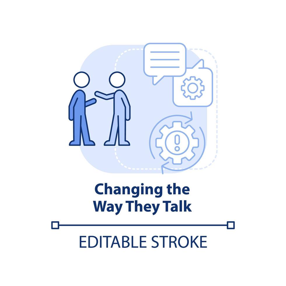 Changing way they talk light blue concept icon. Teen peer pressure abstract idea thin line illustration. Social behavior. Isolated outline drawing. Editable stroke. vector