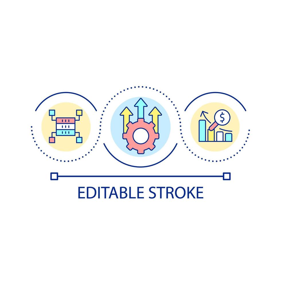 Tools to boost productivity loop concept icon. Marketing analytics software abstract idea thin line illustration. Forecasting performance. Isolated outline drawing. Editable stroke. vector