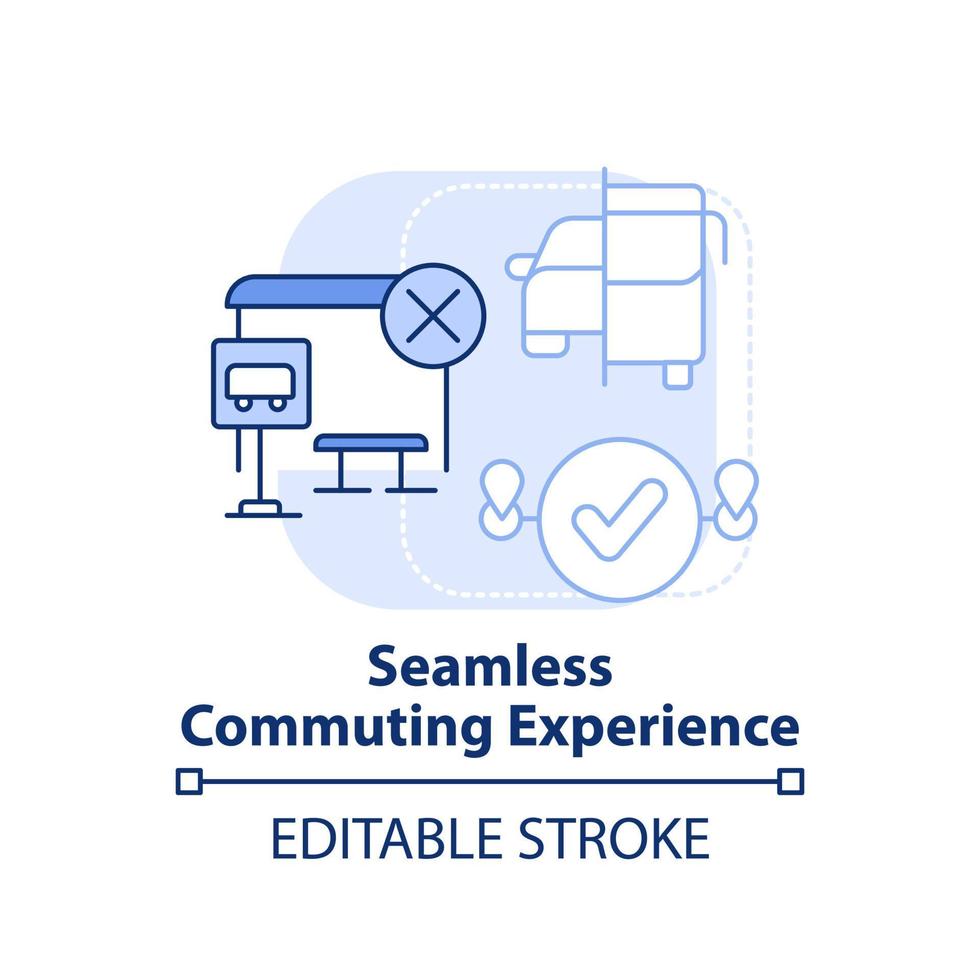 Seamless commuting experience light blue concept icon. Regular city travel. Maas perk abstract idea thin line illustration. Isolated outline drawing. Editable stroke. vector