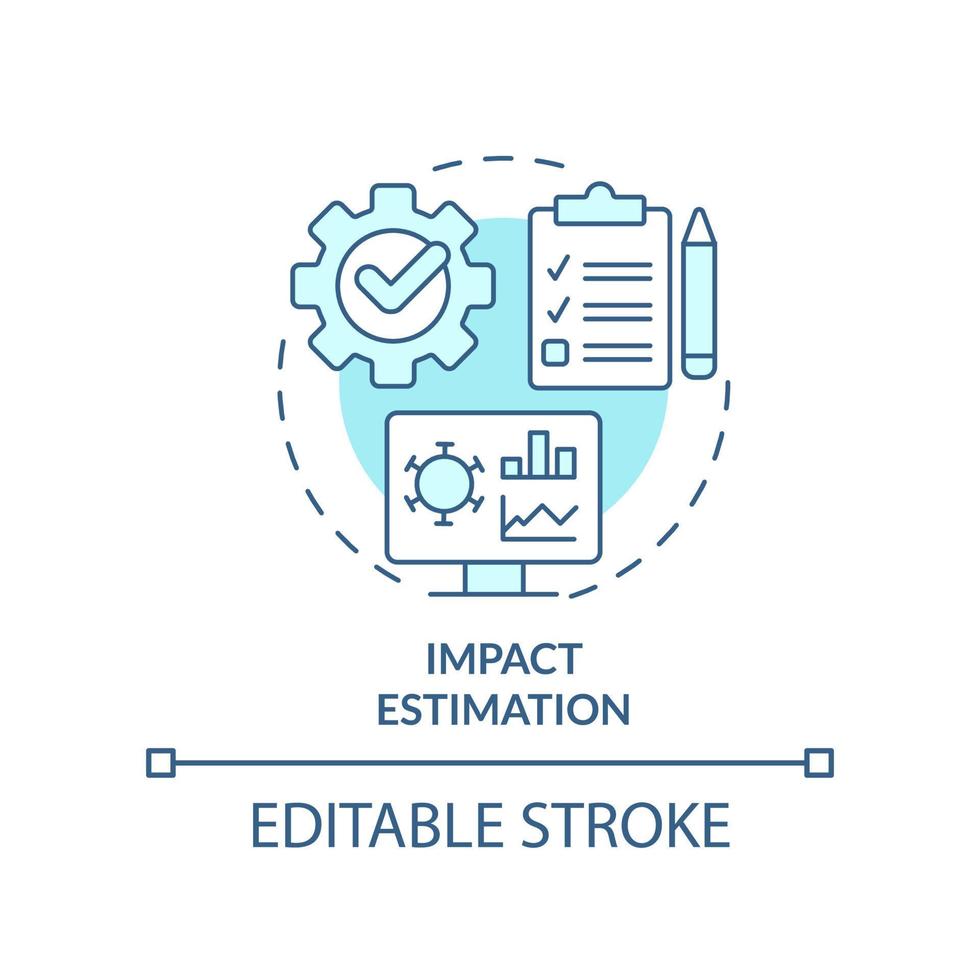 Impact estimation turquoise concept icon. Data study and analysis. Disease monitoring abstract idea thin line illustration. Isolated outline drawing. Editable stroke. vector