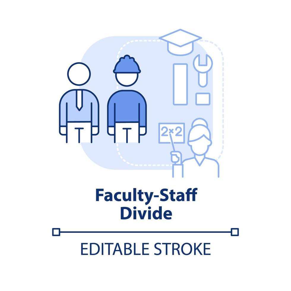 Faculty staff divide light blue concept icon. Issue in higher education abstract idea thin line illustration. Isolated outline drawing. Editable stroke. vector