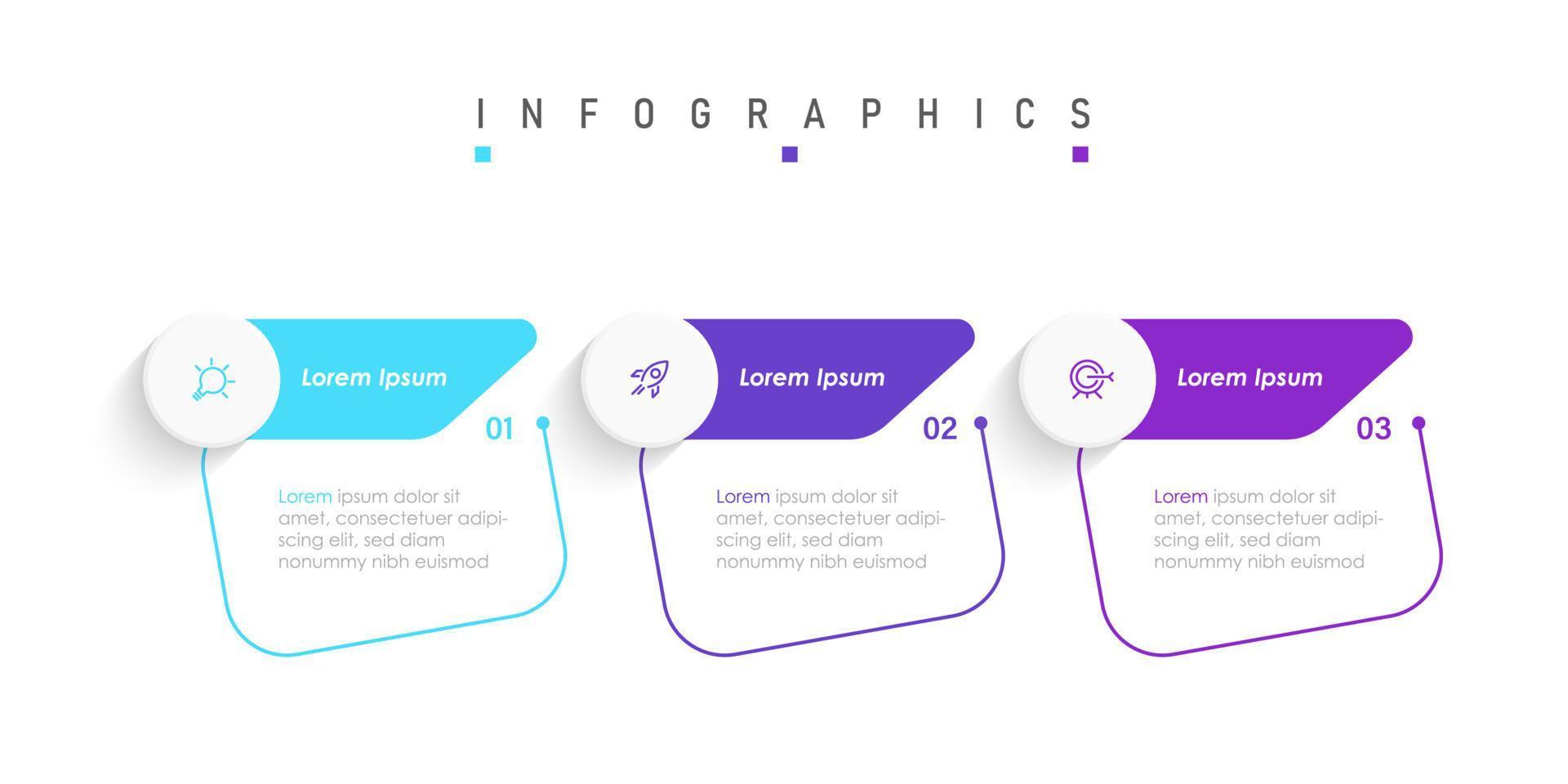 Vector Infographic label design template with icons and 3 options or steps. Can be used for process diagram, presentations, workflow layout, banner, flow chart, info graph.