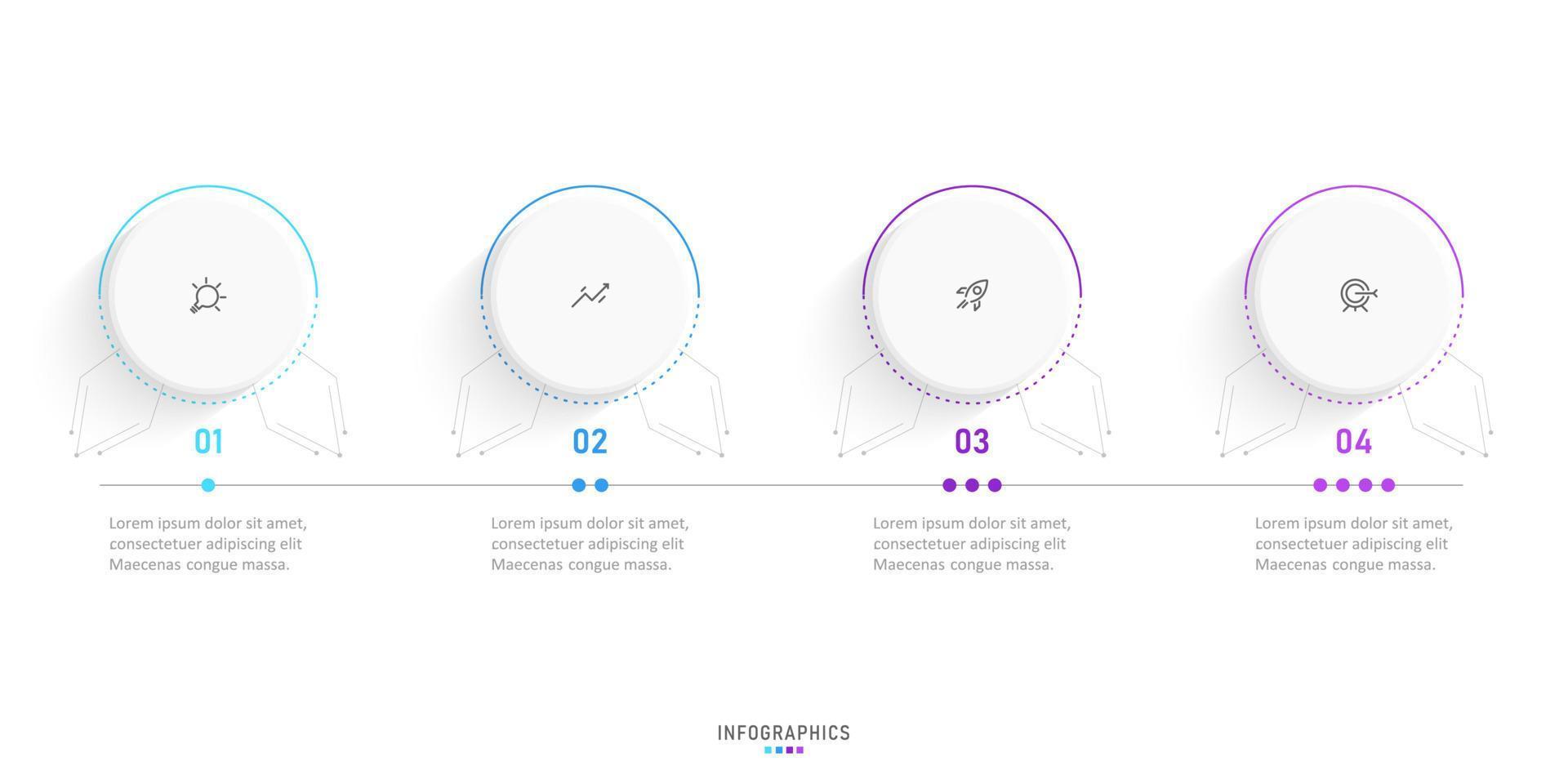 plantilla de diseño de etiquetas infográficas vectoriales con iconos y 4 opciones o pasos. se puede utilizar para diagramas de proceso, presentaciones, diseño de flujo de trabajo, banner, diagrama de flujo, gráfico de información. vector