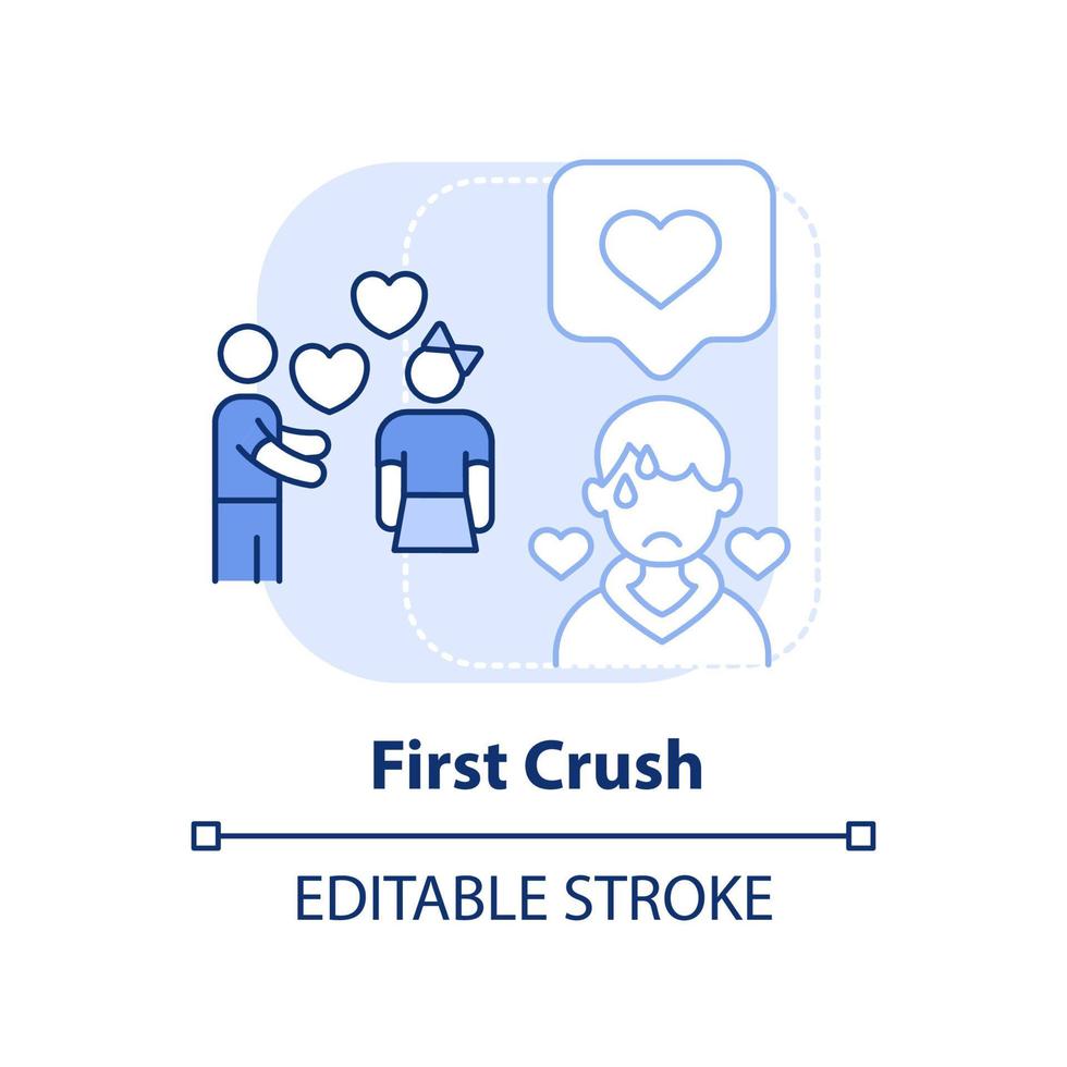 First crush light blue concept icon. Teenage problem abstract idea thin line illustration. Develop romantic relationships. Isolated outline drawing. Editable stroke. vector
