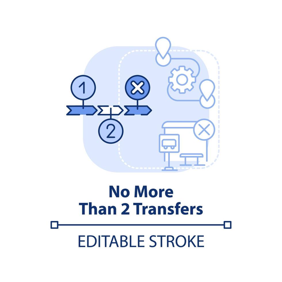 no más de dos transferencias icono de concepto azul claro. edificio servicio de movilidad idea abstracta ilustración de línea delgada. dibujo de contorno aislado. trazo editable. vector