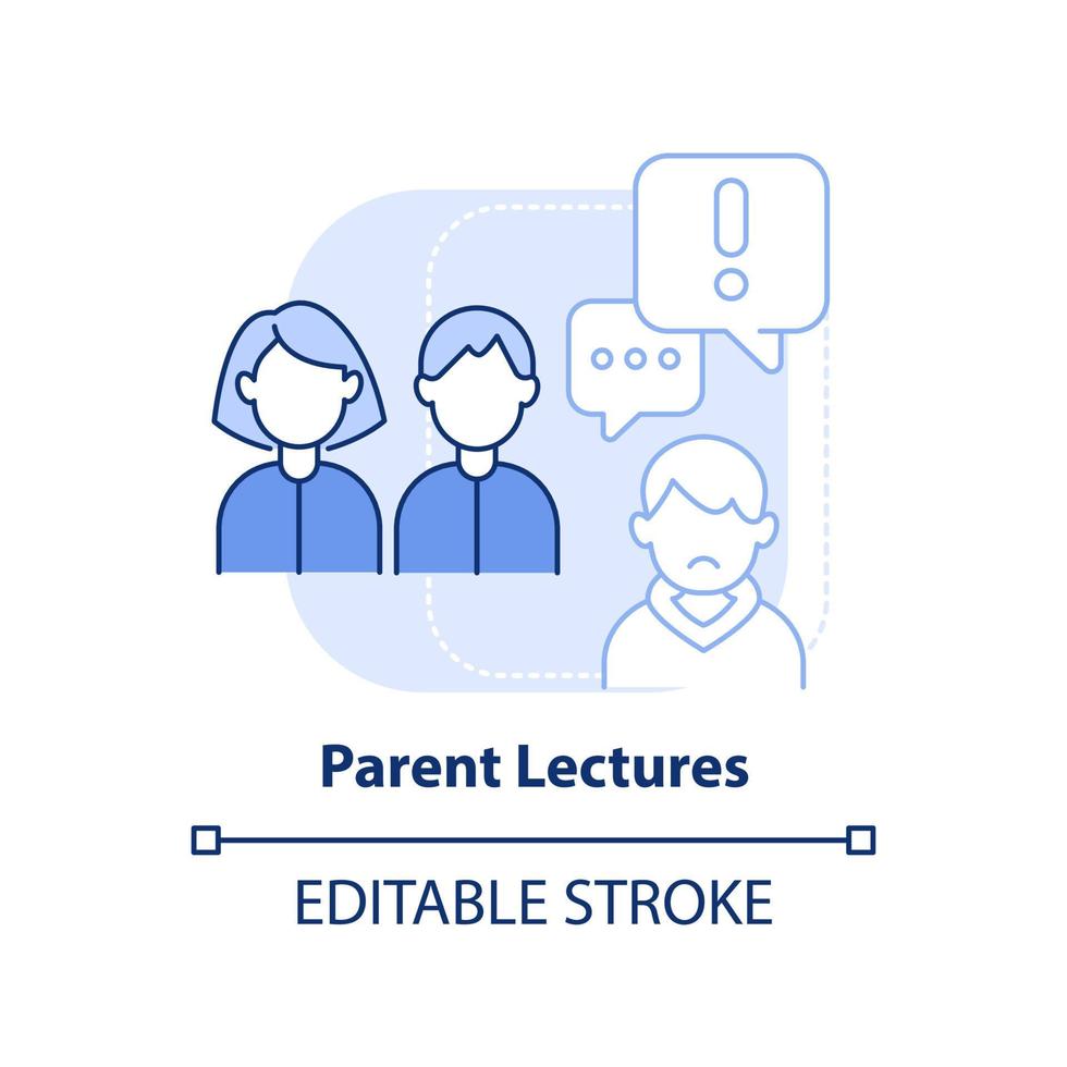 Parent lectures light blue concept icon. Concern facing teens abstract idea thin line illustration. Deal with teenager. Isolated outline drawing. Editable stroke. vector