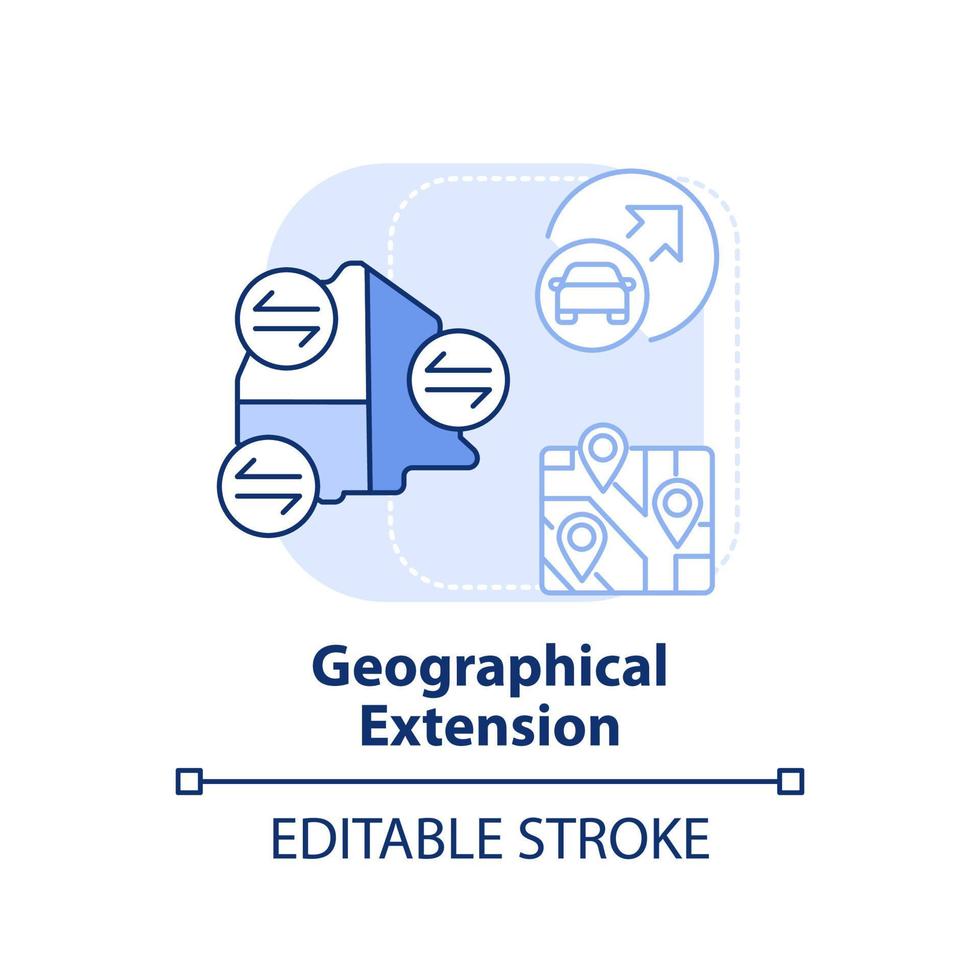 Geographical extension light blue concept icon. Infrastructure