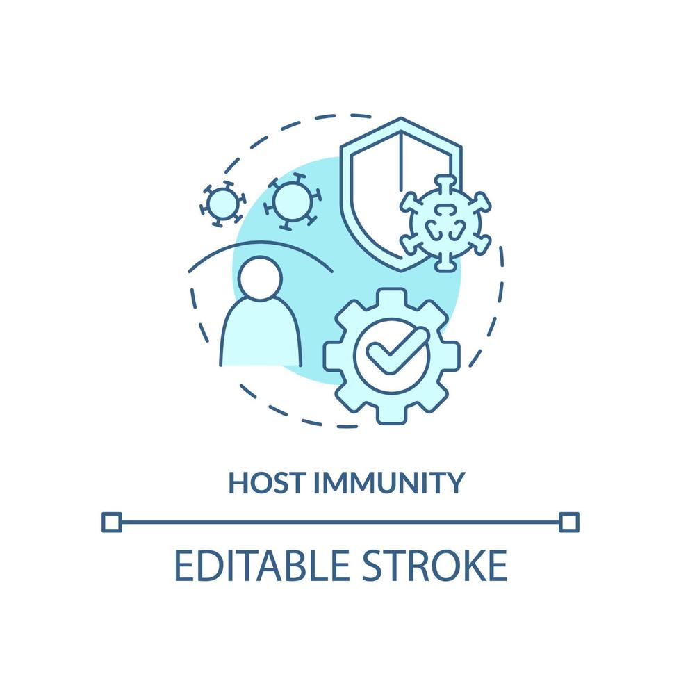 Host immunity turquoise concept icon. Pandemic preparedness preclinical research abstract idea thin line illustration. Isolated outline drawing. Editable stroke. vector