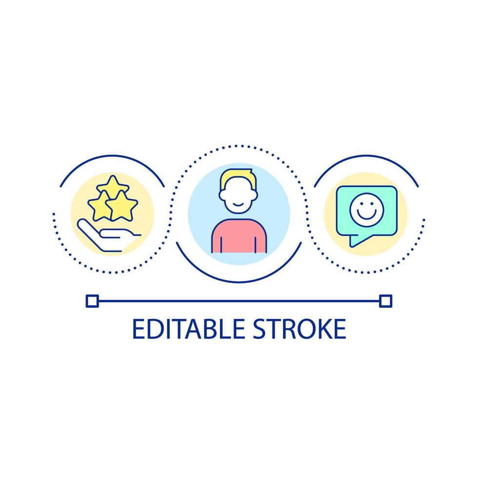 Building customer loyalty loop concept icon. Providing excellent service to clients abstract idea thin line illustration. Positive feedback. Isolated outline drawing. Editable stroke. vector