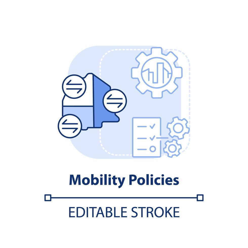 Mobility policies light blue concept icon. Maas introduction component abstract idea thin line illustration. Isolated outline drawing. Editable stroke. vector