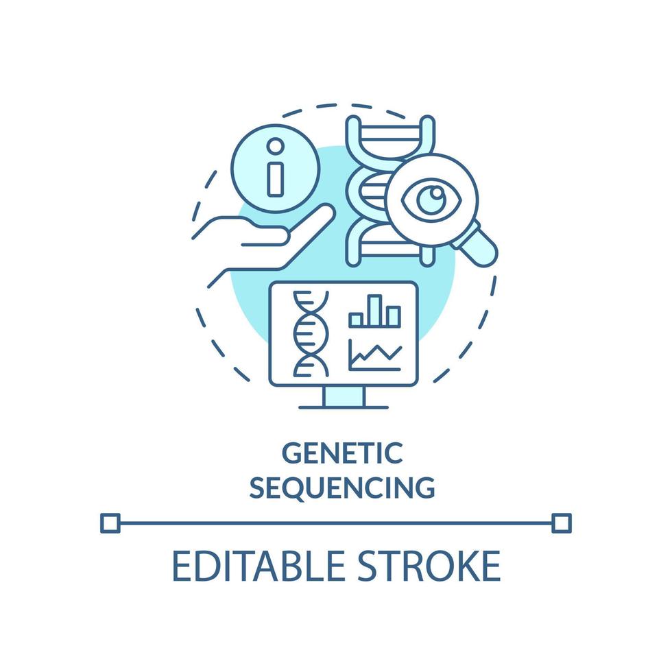 Genetic sequencing turquoise concept icon. DNA molecule. Pandemic prevention abstract idea thin line illustration. Isolated outline drawing. Editable stroke. vector