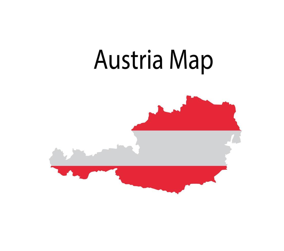 Austria mapa ilustración vectorial en el fondo de la bandera nacional vector