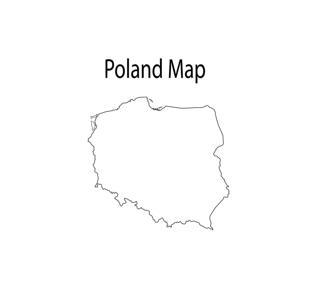 Poland Map Outline Vector Illustration in White Background