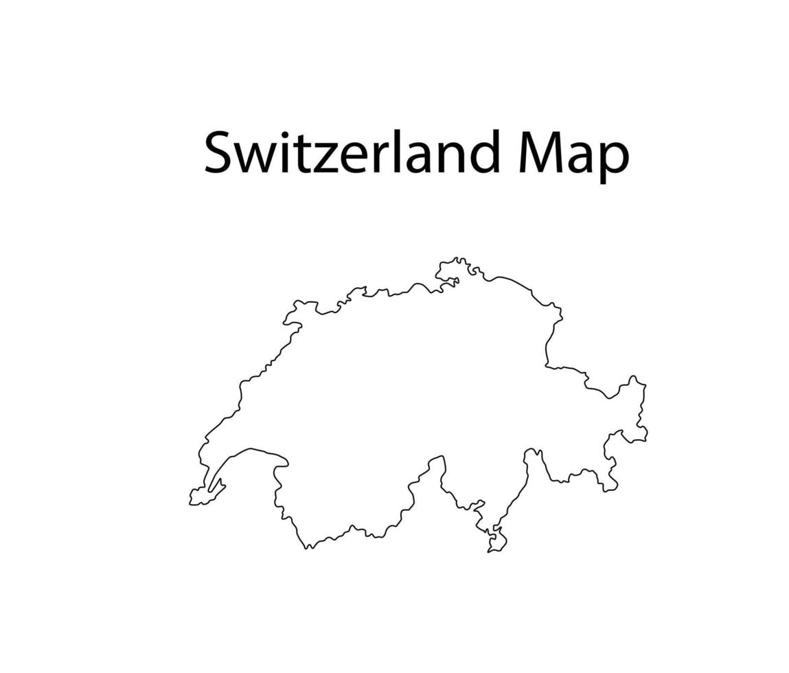 Switzerland Map Outline Vector Illustration in White Background