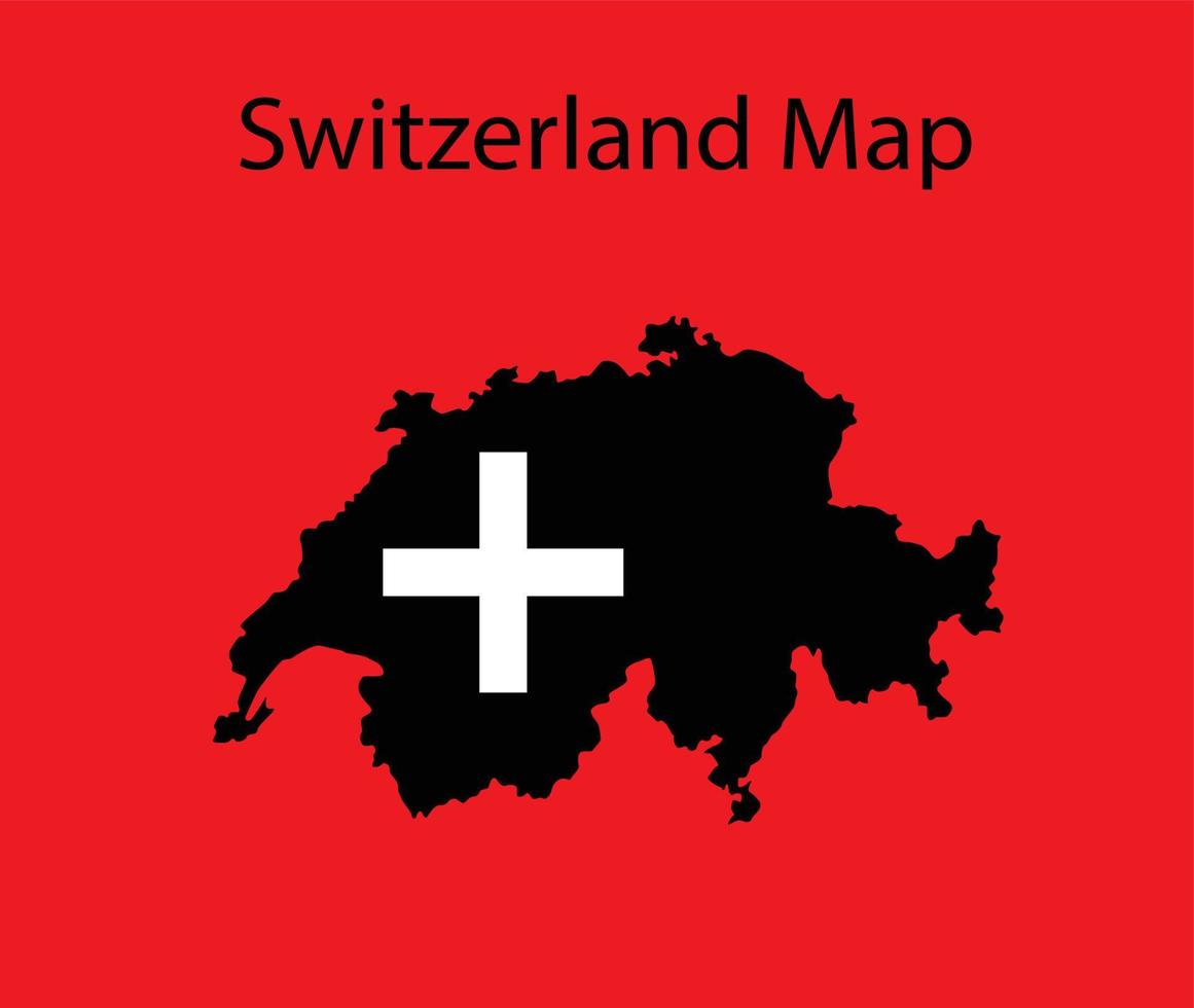Suiza mapa ilustración vectorial en el fondo de la bandera nacional vector