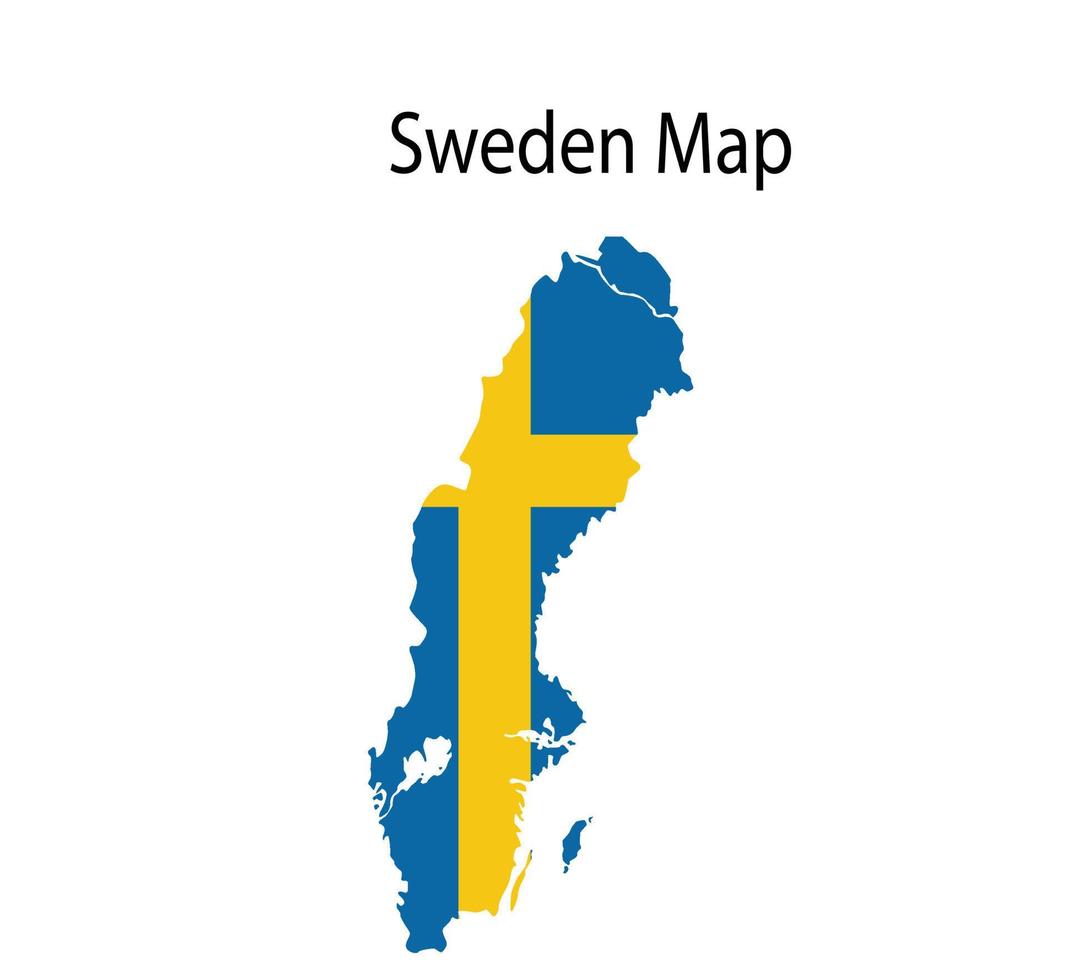 Sweden Map Vector Illustration in National Flag Background