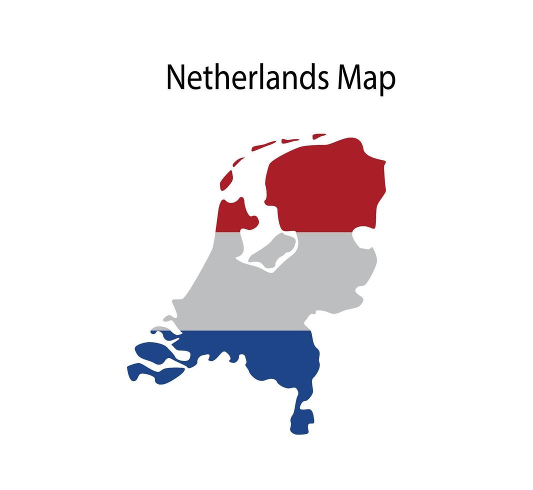 Netherlands Map Vector Illustration in National Flag Background