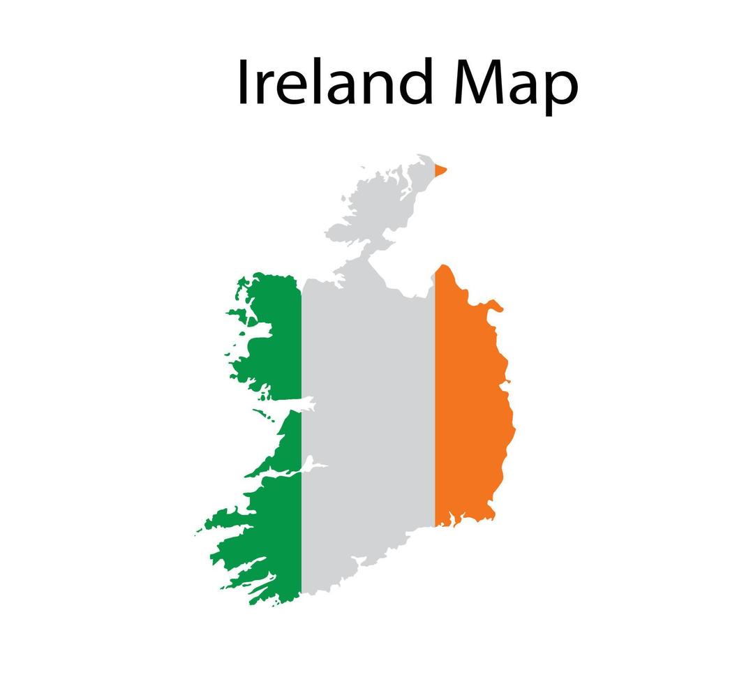 Irlanda mapa ilustración vectorial en el fondo de la bandera nacional vector