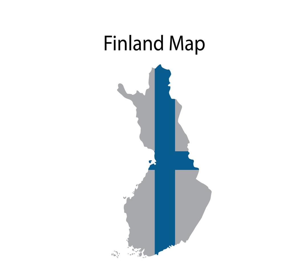 Finlandia mapa ilustración vectorial en el fondo de la bandera nacional vector