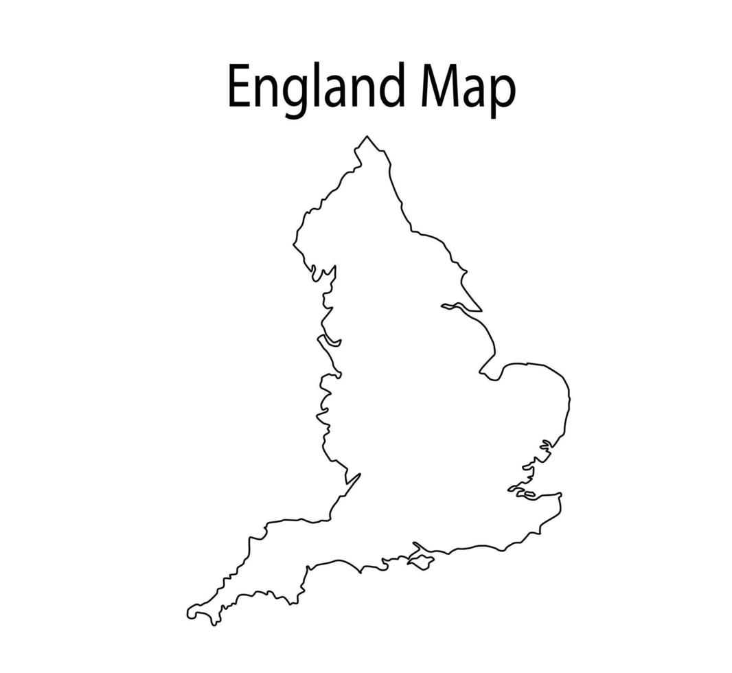 Ilustración de vector de contorno de mapa de Inglaterra en fondo blanco