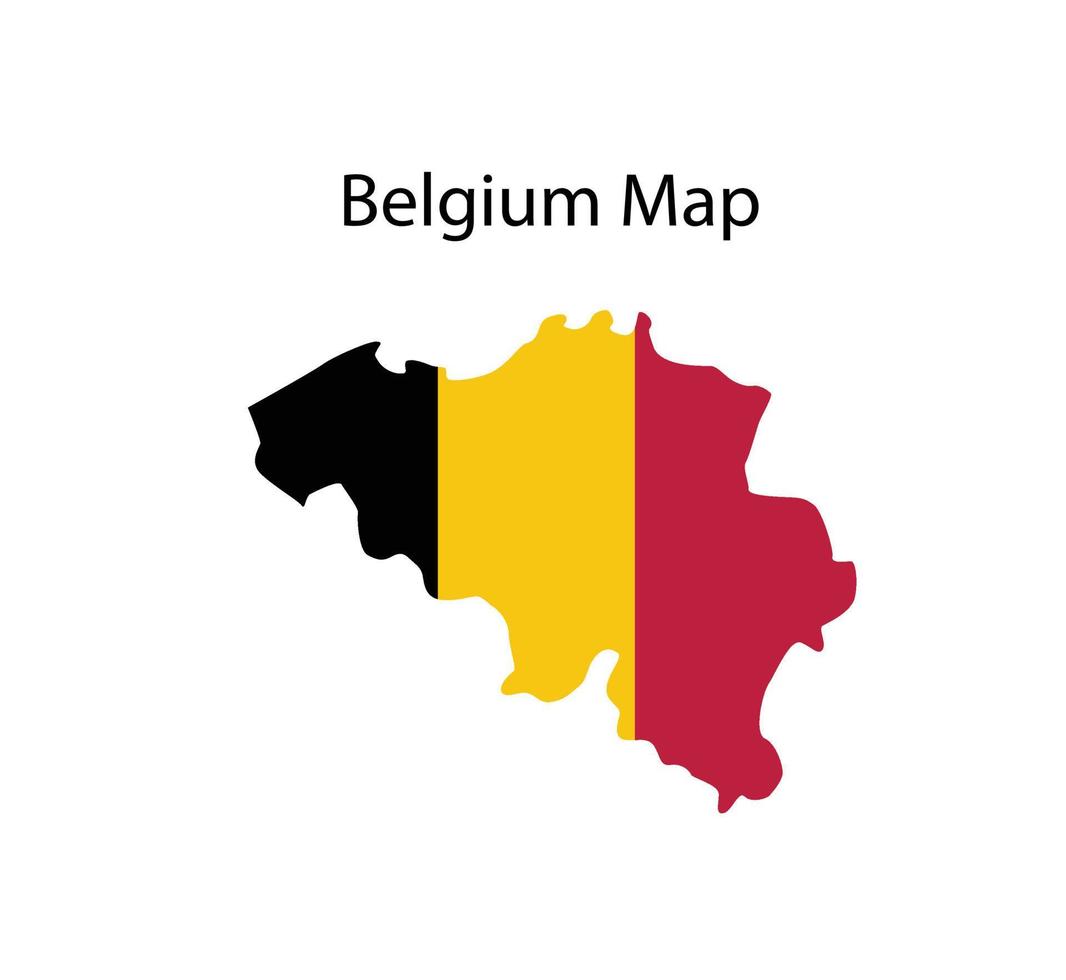 ilustración de vector de mapa de bélgica en el fondo de la bandera nacional