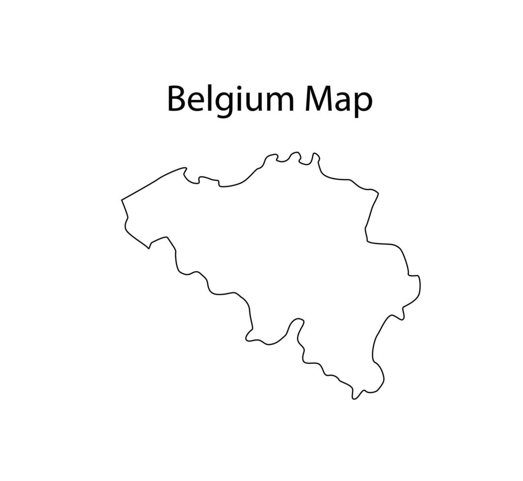 Ilustración de vector de contorno de mapa de bélgica en fondo blanco