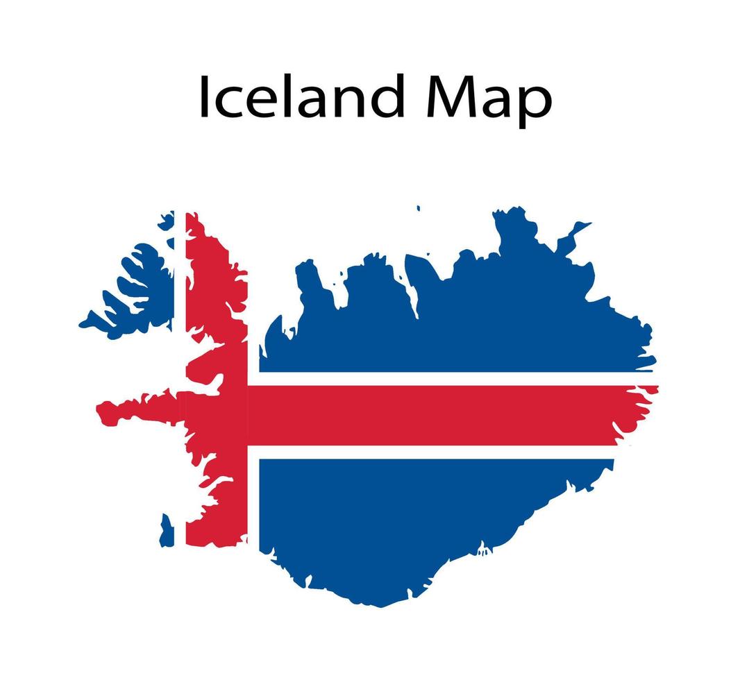 Iceland Map Vector Illustration in National Flag Background