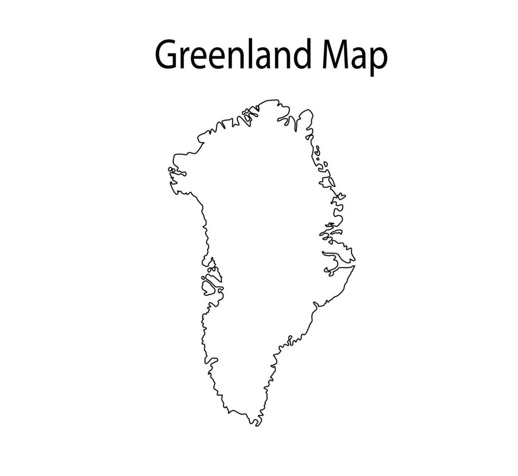 Ilustración de vector de esquema de mapa de Groenlandia en fondo blanco