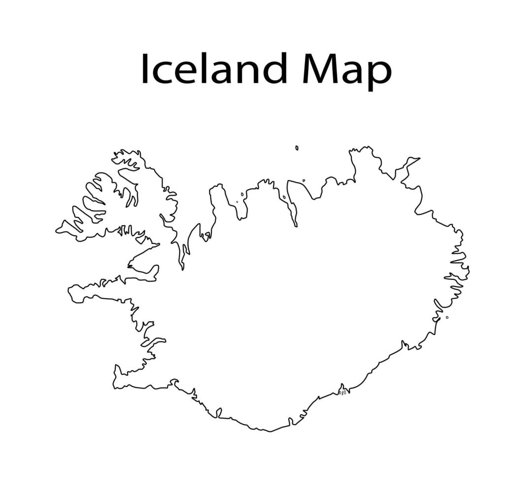 Iceland Map Outline Vector Illustration in White Background