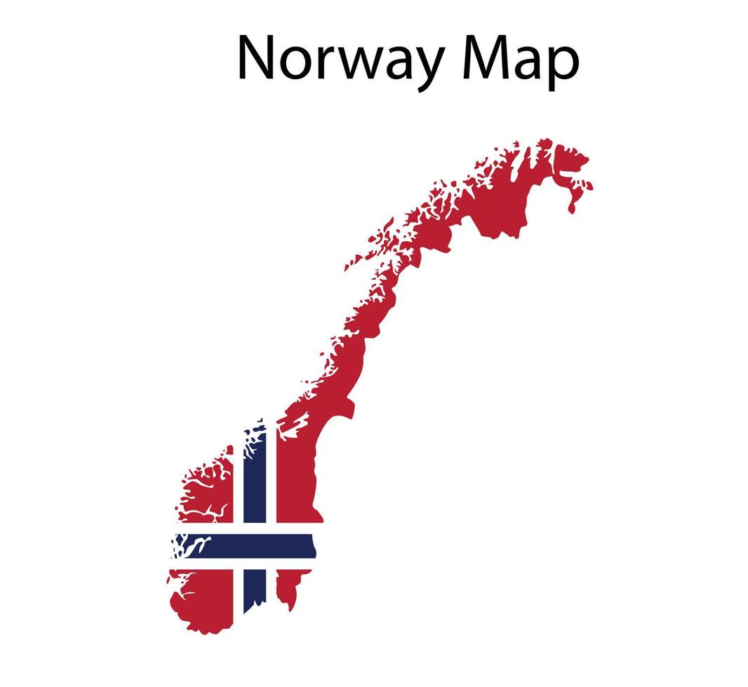 Norway Map Vector Illustration in National Flag Background