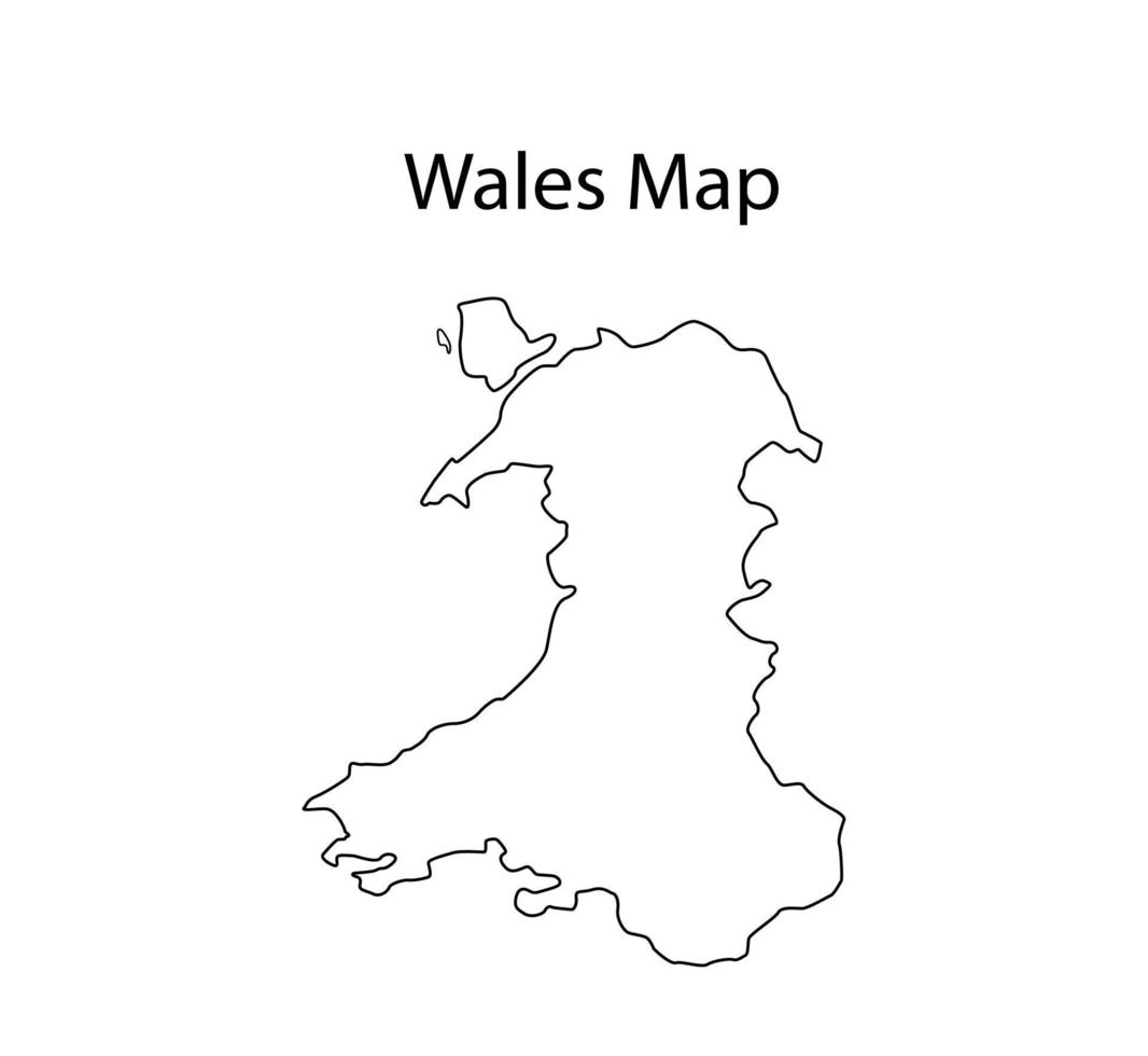 Wales Map Outline Vector Illustration in White Background