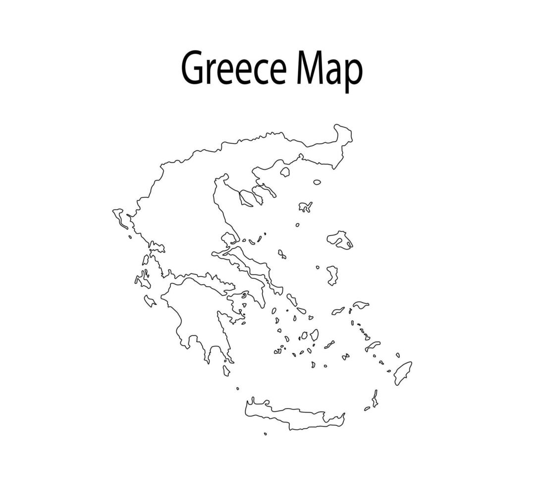 Ilustración de vector de esquema de mapa de Grecia en fondo blanco