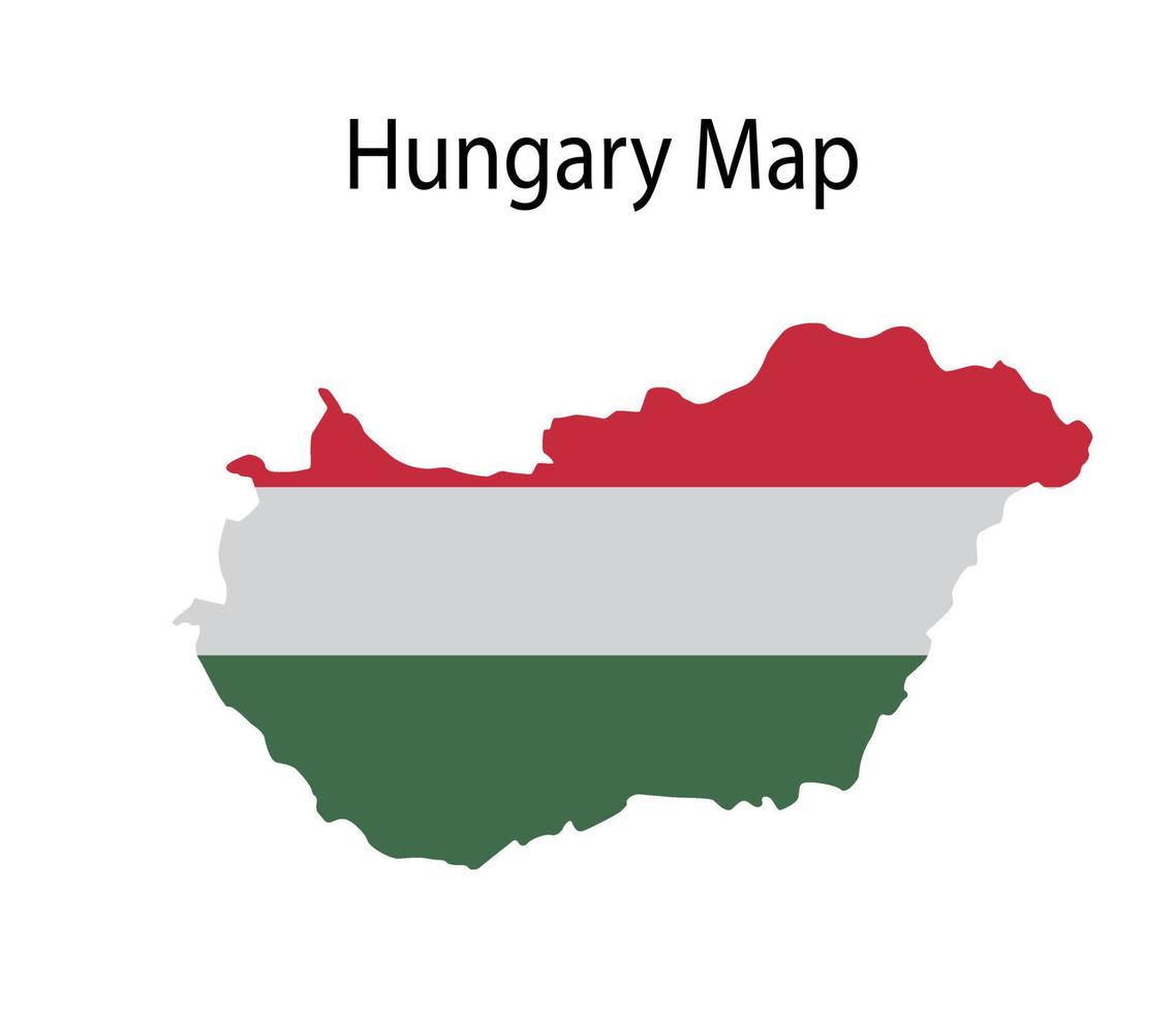 Hungary Map Vector Illustration in National Flag Background