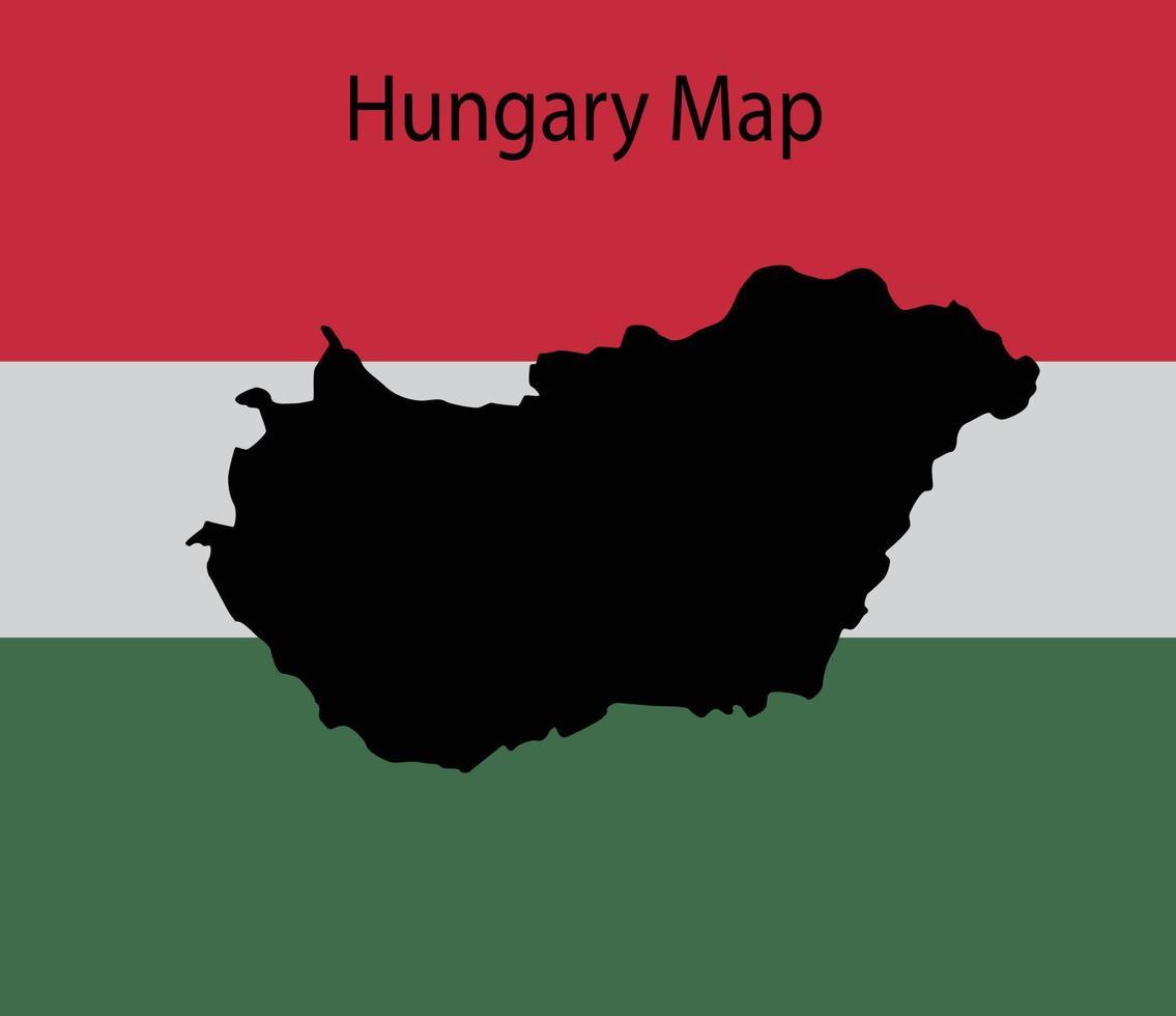 Hungary Map Vector Illustration in National Flag Background