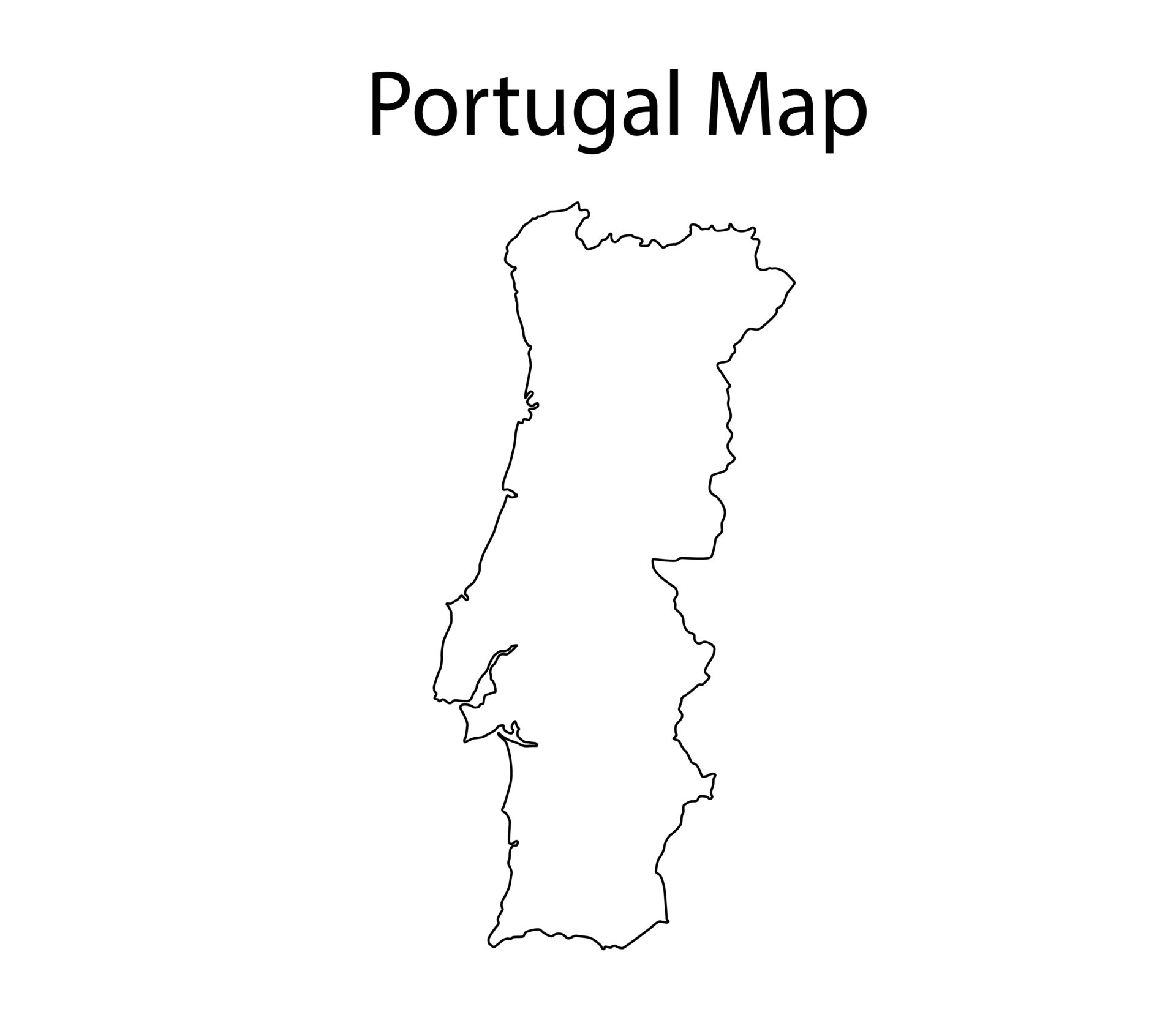 Portugal Map Outline Graphic Freehand Drawing on White Background. Ve  Ilustração do Vetor - Ilustração de colorido, contorno: 145088102