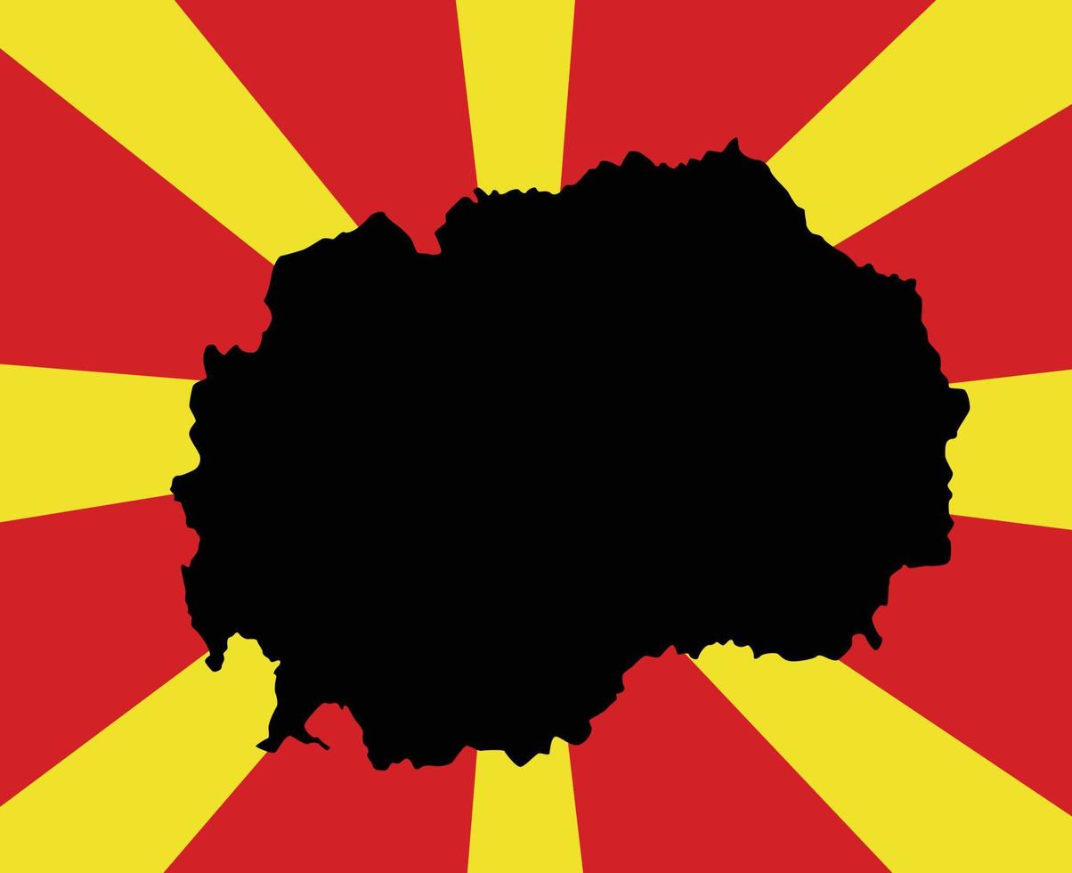 ilustración de vector de mapa de macedonia del norte en el fondo de la bandera nacional