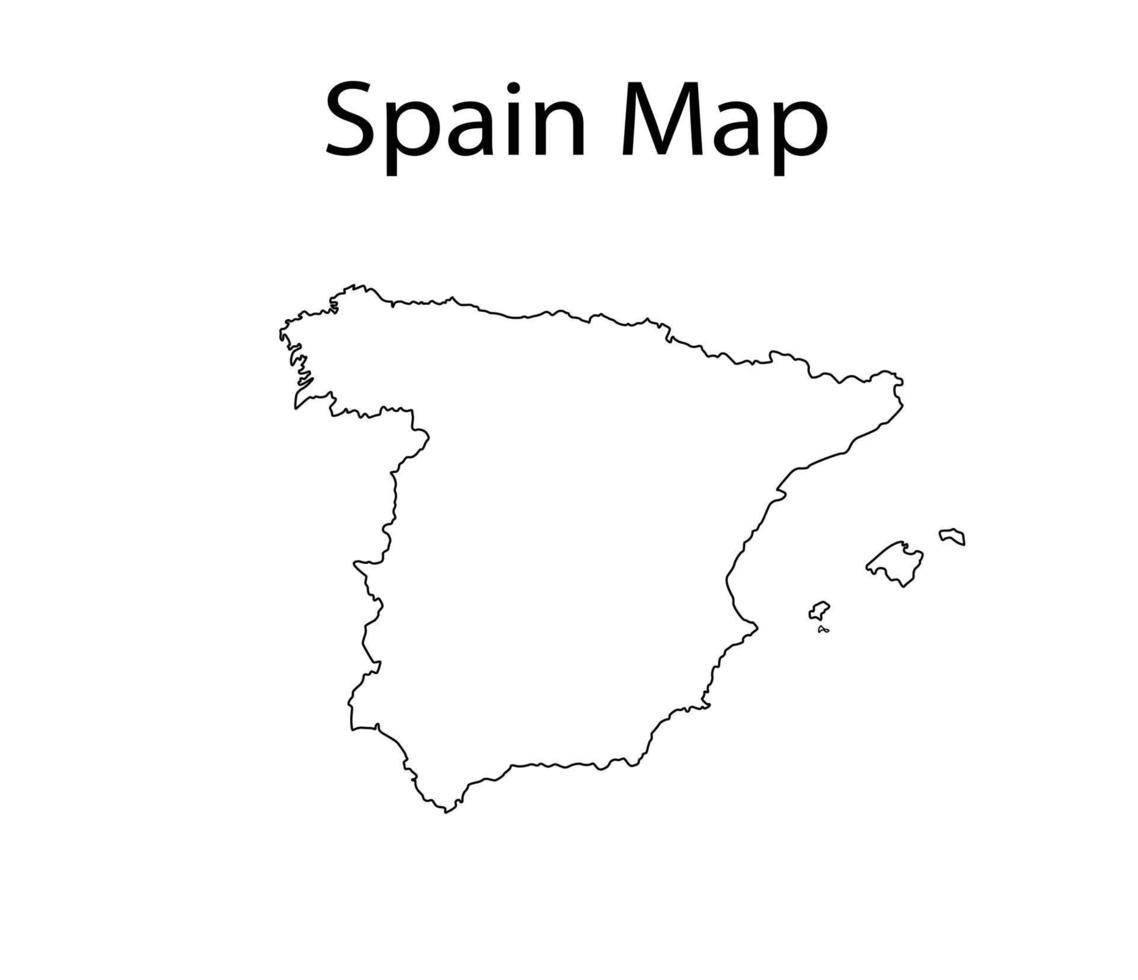 ilustración de vector de contorno de mapa de españa en fondo blanco