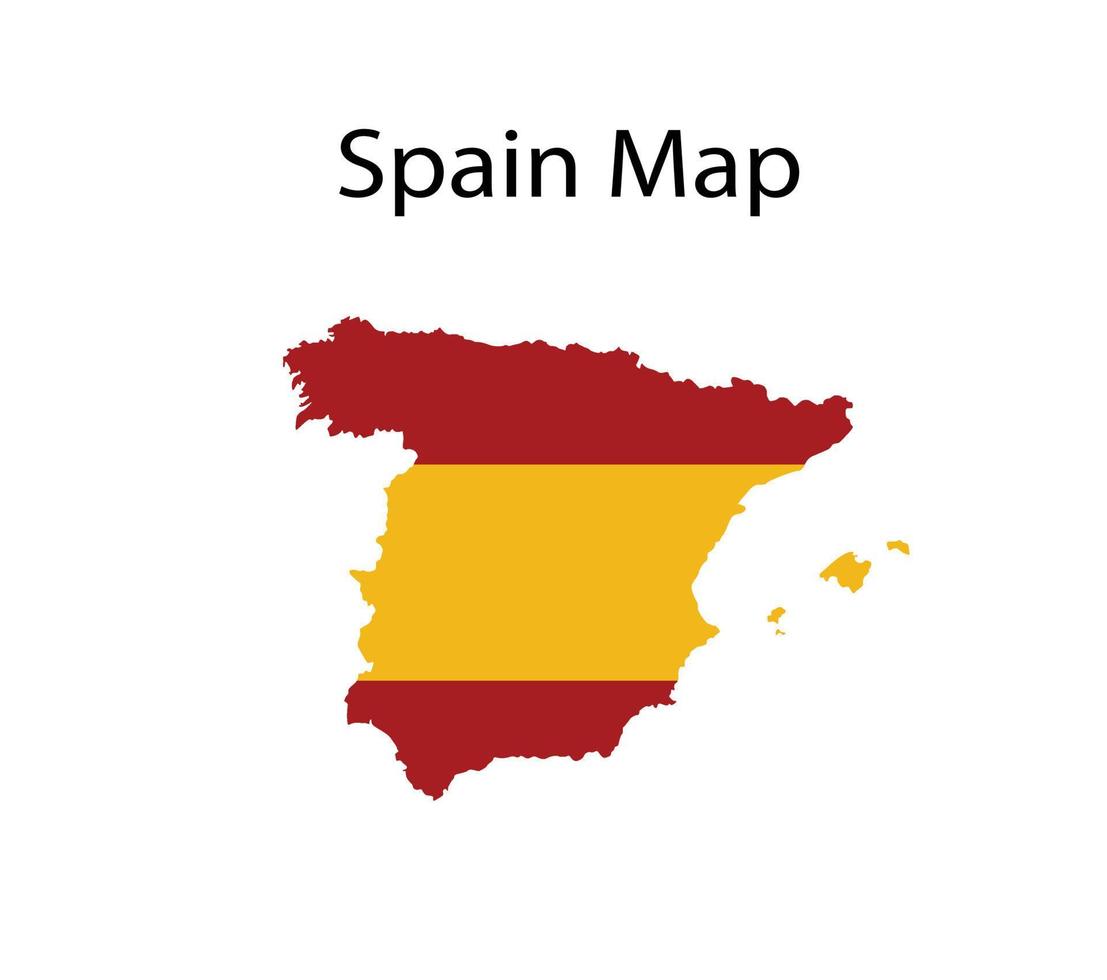 Spain Map Vector Illustration in National Flag Background