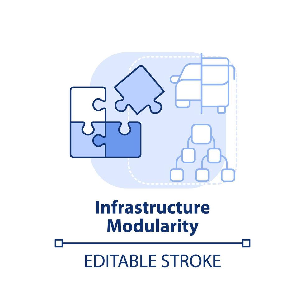 icono de concepto azul claro de modularidad de infraestructura. asignación de componentes. maas idea abstracta ilustración de línea delgada. dibujo de contorno aislado. trazo editable. vector