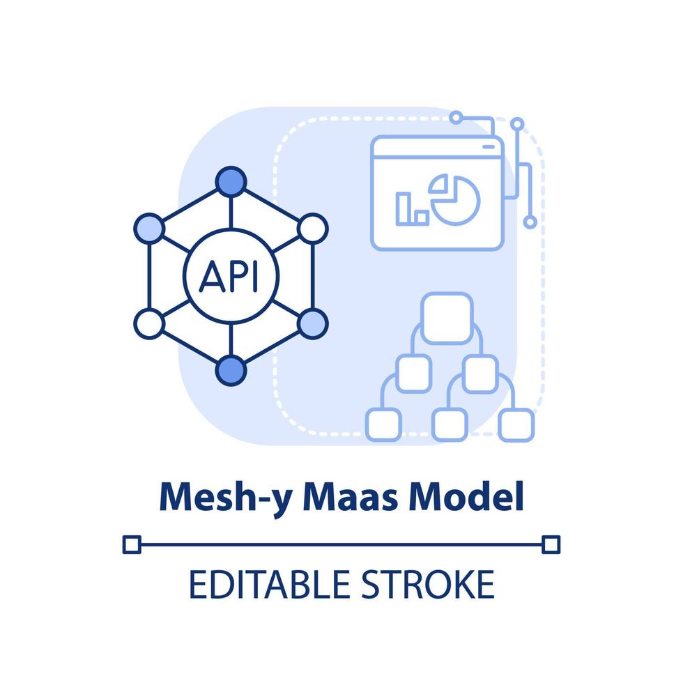 Mesh-y Maas model light blue concept icon. Approaches combination. Maas model abstract idea thin line illustration. Isolated outline drawing. Editable stroke. vector
