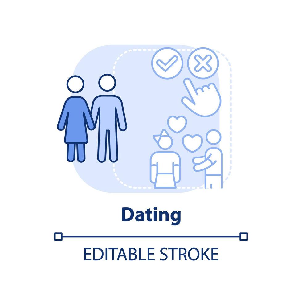 Dating light blue concept icon. Peer pressure on teens abstract idea thin line illustration. Romantic relationship. Isolated outline drawing. Editable stroke. vector