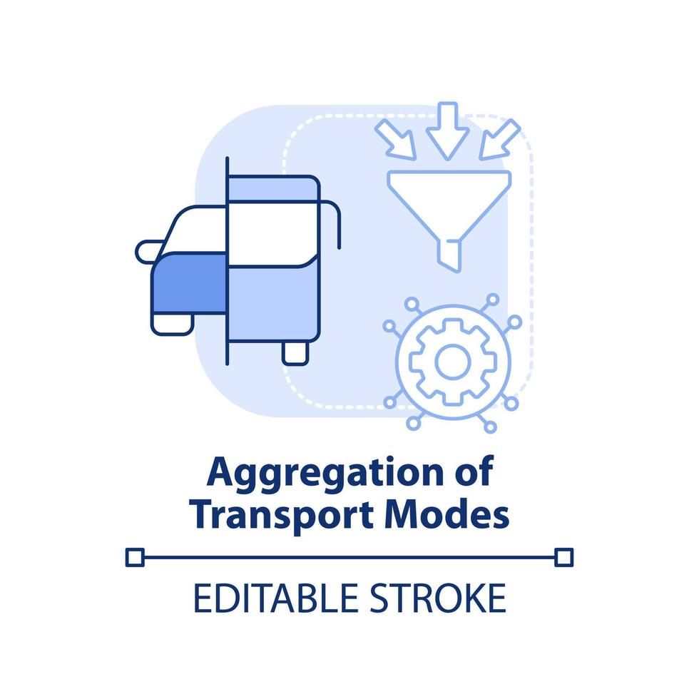 Aggregation of transport modes light blue concept icon. Mobility as service value abstract idea thin line illustration. Isolated outline drawing. Editable stroke. vector